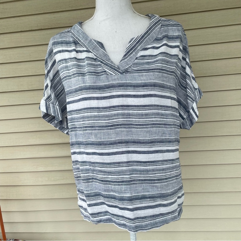 Artisan NY Striped Linen Top Size M